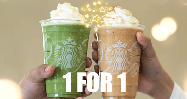 Featured image for Starbucks: Enjoy 1-for-1 treat on selected beverages from 29 Nov - 1 Dec with Starbucks Card in S'pore stores