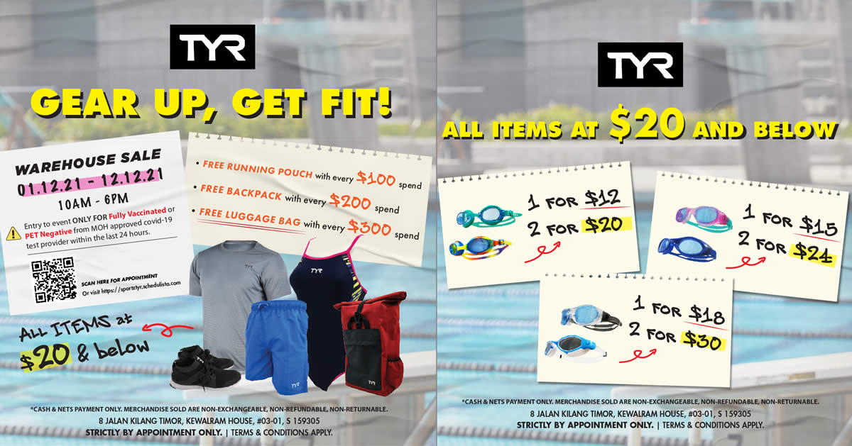 Featured image for TYR Warehouse Sale (Strictly by Appointment Only) from 1 - 12 Dec 2021