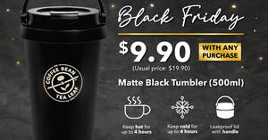 Featured image for Coffee Bean & Tea Leaf: Get the limited edition 500ml Matte Black Tumbler at just $9.90 (usual price $19.90) till 26 Nov 2021