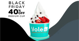 Featured image for Yolé is offering 40% off medium cups on Black Friday 26 Nov 2021, 1pm – 6pm