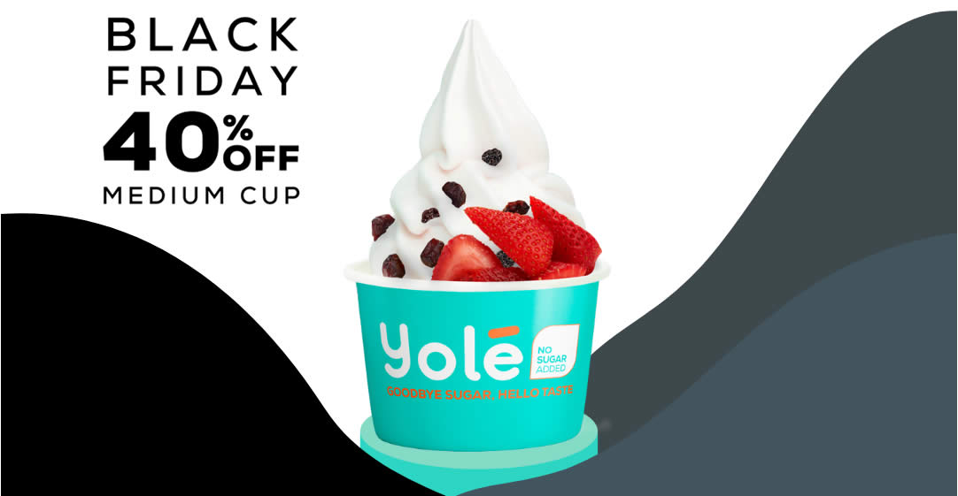 Featured image for Yolé is offering 40% off medium cups on Black Friday 26 Nov 2021, 1pm - 6pm
