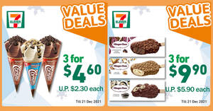 Featured image for (EXPIRED) 7-Eleven S’pore Ice Cream Specials: 3-for-$4.60 Cornetto ($1.53 each), 3-for-$9.90 Häagen-Dazs Stickbar & More till 21 Dec