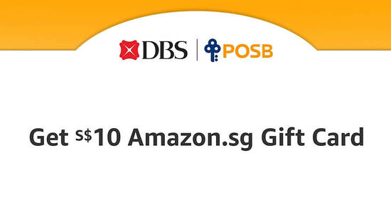Amazon.sg offering S$10 Gift Card when you spend min S$180 with DBS/POSB...