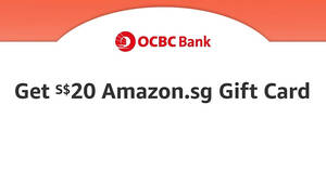 Featured image for Amazon.sg: Get a S$20 Gift Card when you spend min S$150 using OCBC cards till 28 Dec 2021