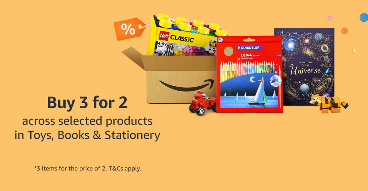 Featured image for Amazon.sg: Buy-2-Get-1-Free on over 6,000 selected products in Toys, Books & Stationery till 31 Dec 2021