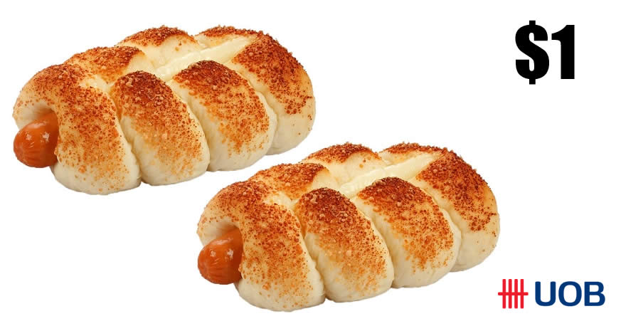 Featured image for BreadTalk: S$1 for two Cheese Sausage Buns when you pay with UOB cards till 12 Dec 2021