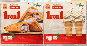 Featured image for Burger King S’pore releases four new 1-for-1 ecoupons – Taro Pie, Vanilla Cone & more – valid till 19 Dec 2021