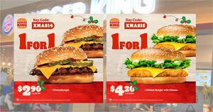 Featured image for Burger King S’pore releases 5 new 1-for-1 ecoupons – Cheeseburger, BBQ Turkey Bacon & more – valid till 2 Jan 2022