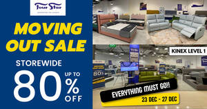 Featured image for Four Star Moving Out Sale from 23 – 27 Dec has up to 80% off mattresses, sofa, bedframes and more