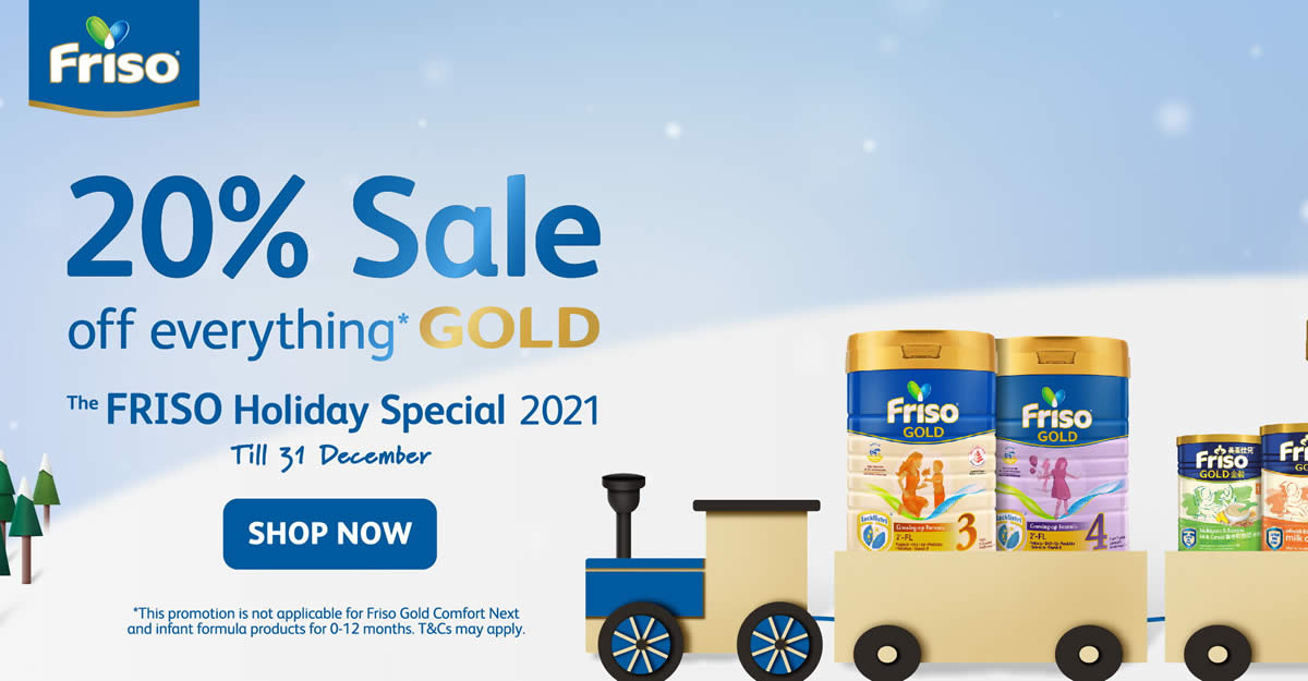 Featured image for Friso: 20% Sale Holiday Special 2021 at leading supermarkets and online stores till 31 Dec 2021