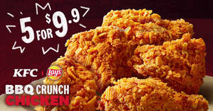 Featured image for KFC S’pore: From 6 – 8 Dec, enjoy 5pcs of chicken at $9.90, valid for BBQ Crunch flavour too