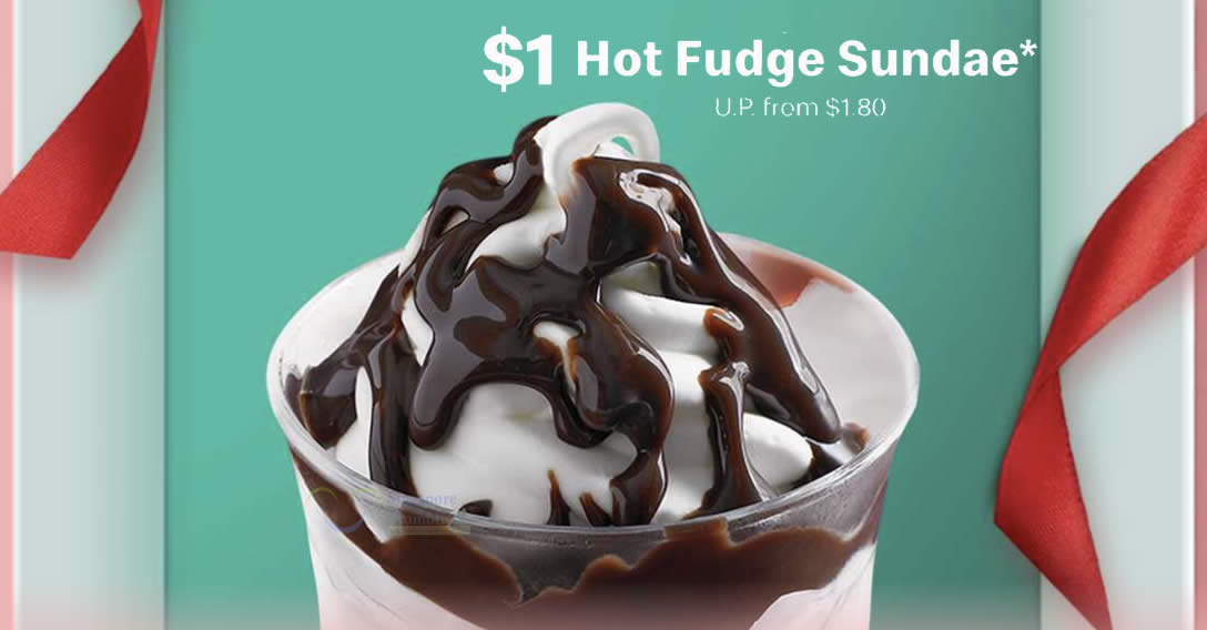 Featured image for McDonald's S'pore is offering $1 Hot Fudge Sundae with any purchase on Sunday, 26 Dec 2021