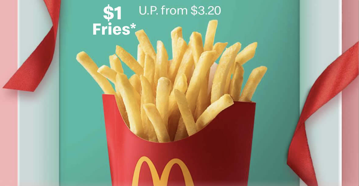 Featured image for McDonald's S'pore is offering $1 Fries (M) with any purchase on Tuesday, 28 Dec 2021
