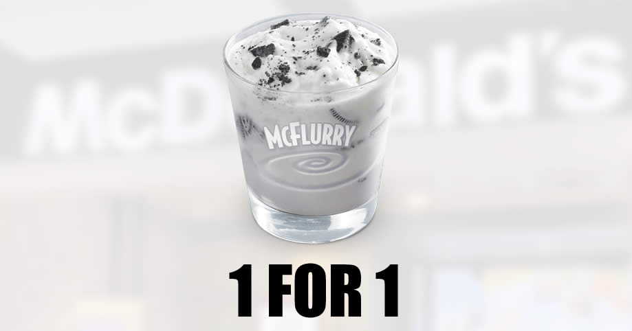 Featured image for McDonald's S'pore will be offering 1-for-1 OREO® McFlurry® on 11 Dec, pay only $1.45 each