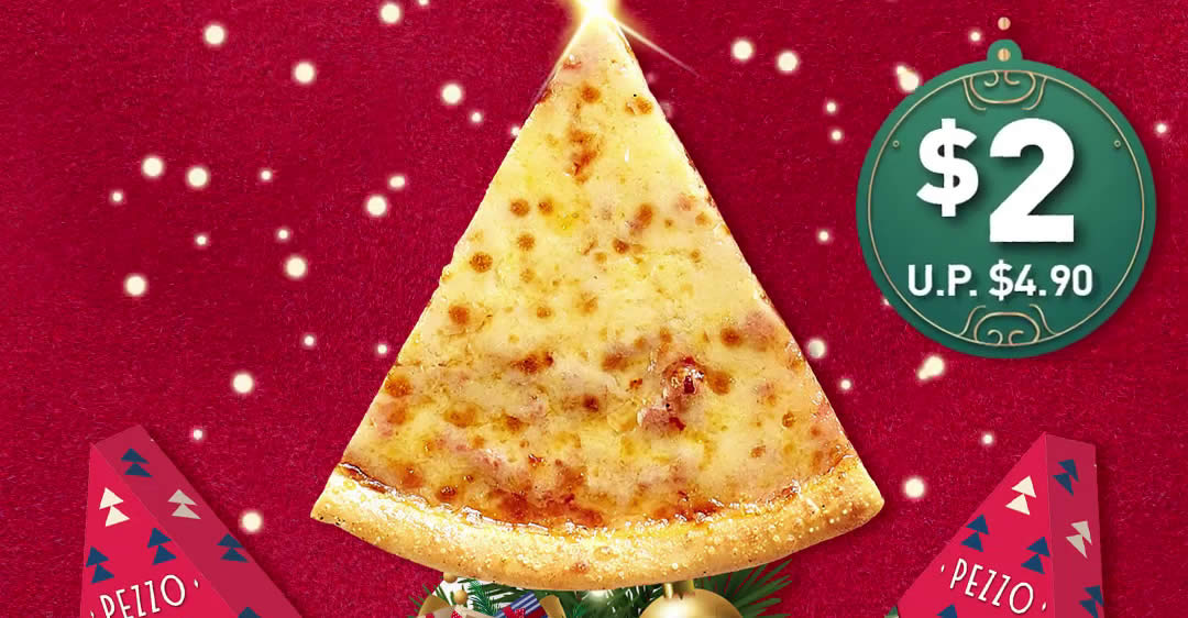 Featured image for Pezzo Pizza S'pore is offering $2 (U.P. $4.90) Cheesy Cheese Pizza slices at all outlets on 22 Dec 2021
