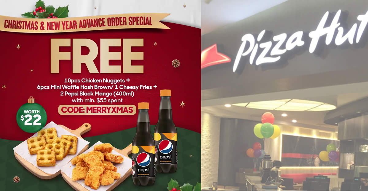 Featured image for Pizza Hut Delivery: Get free sides worth $22 when you advance order for Christmas / New Year Day till 30 Dec 2021