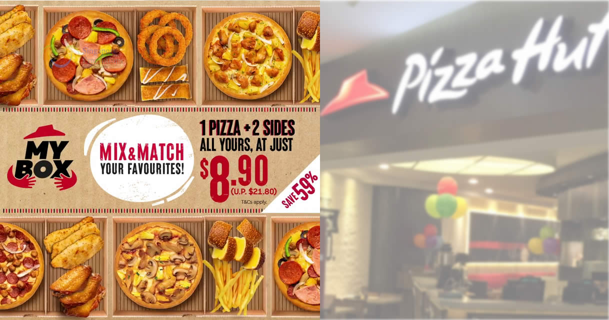 Featured image for Pizza Hut S'pore: Pair a pizza and 2 sides for $8.90 (U.P. $21.80) for takeaway and delivery orders (From 8 Dec 2021)
