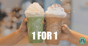 Featured image for Starbucks: Enjoy 1-for-1 treat on selected beverages from 27 – 30 Dec with Starbucks Card at S’pore stores