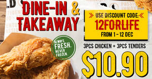 Featured image for (EXPIRED) Texas Chicken S’pore: $10.90 (U.P. $15.80) for 3pc Chicken + 3pc Tenders till 12 Dec 2021