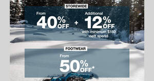 Featured image for The North Face is offering storewide from 40% off + additional 12% off with $150 nett spend till 12 Dec 2021