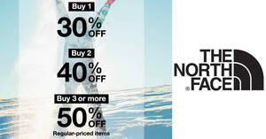 Featured image for The North Face is offering storewide 30% – 50% off at all stores till 30 Dec 2021