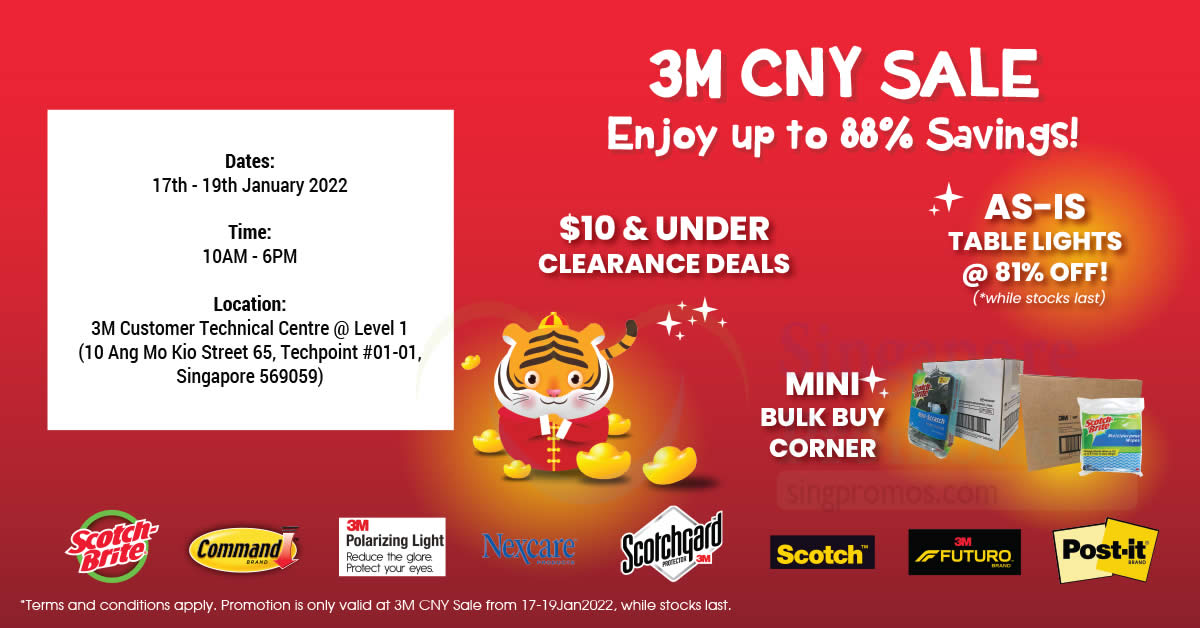 Featured image for 3M CNY SALE from 17 - 19 Jan: Discounts of up to 88% off, $10 and under clearance items and more