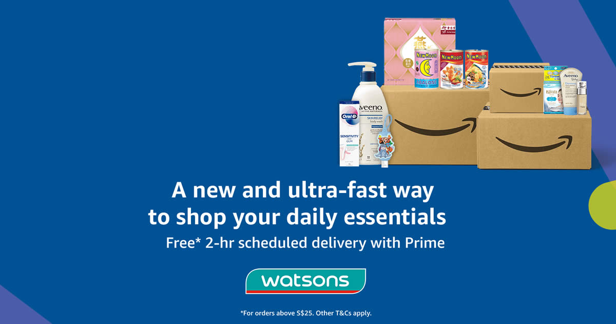Featured image for Amazon.sg partners with Watsons, giving Prime members access to daily essentials with same day delivery