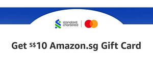 Featured image for Amazon.sg: Get a S$10 Gift Card when you spend min S$100 using SCB cards till 31 Jan 2022