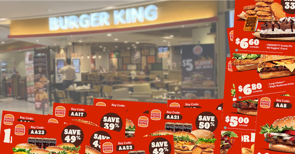 Featured image for Burger King S'pore has released 24 new ecoupons you can use to save up to 51% off till 27 Mar 2022