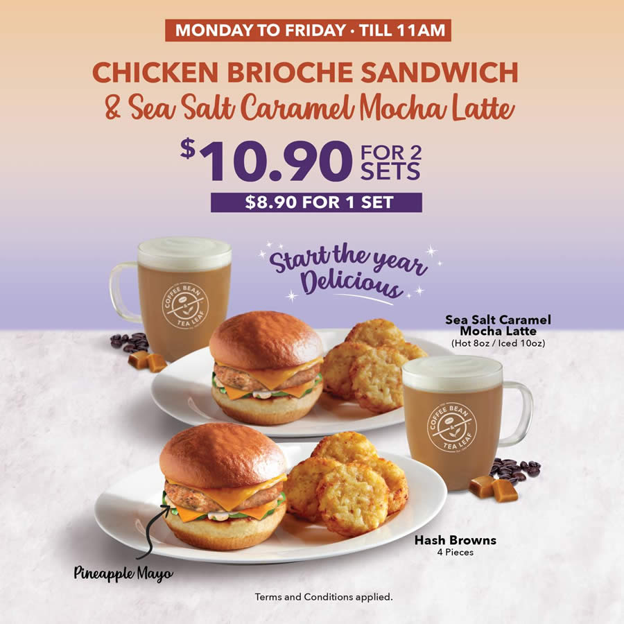 Coffee Bean S’pore New Weekdays Breakfast Set costs S5.45 per set