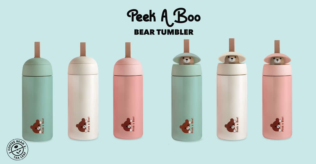 Featured image for Coffee Bean S'pore: New Peek A Boo tumbler has a friendly bear peek out when you lift the handle (From 13 Jan)
