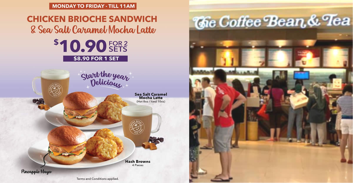 Featured image for Coffee Bean S'pore: New Weekdays Breakfast Set costs S$5.45 per set when you buy two sets (From 3 Jan 2022)