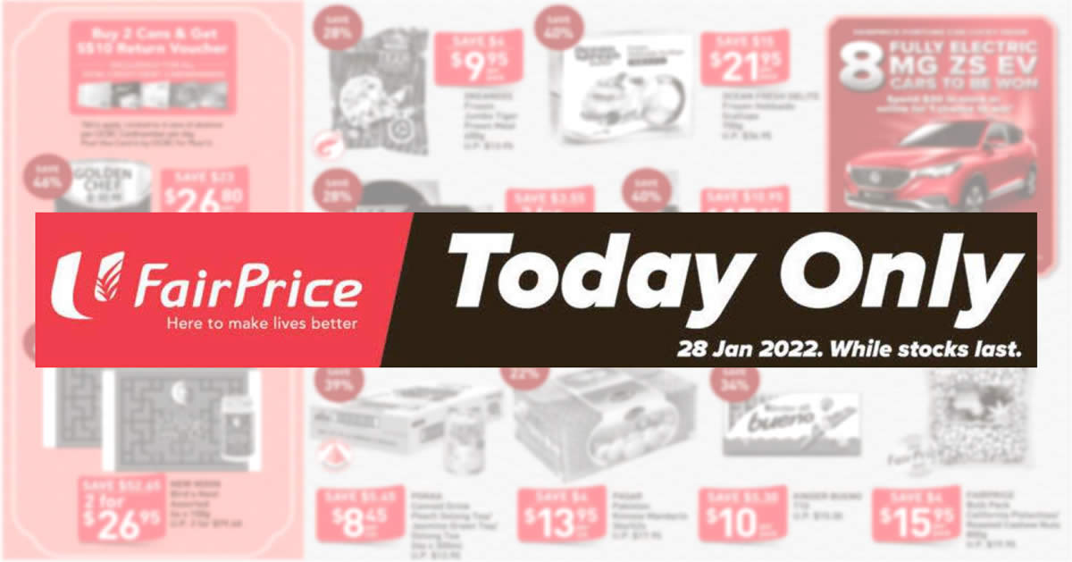 Featured image for FairPrice 1-Day 28 Jan Deals: Golden Chef, Kinder Bueno, Pokka, Frozen Hokkaido Scallops & more