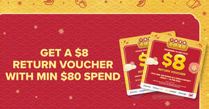 Featured image for FairPrice: Receive a $8 return voucher when you spend a min of $80 from 21 – 23 Jan 2022