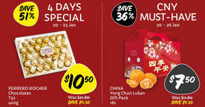 Featured image for Giant: 51% off Ferrero Rocher Chocolates and 36% off China Yong Chun Lukan Gift Pack Wow Deals till 23 Jan 2022