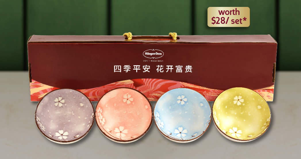 Featured image for Haagen-Dazs: Get a free CNY Bowl Set worth $28 when you spend a minimum of $30 (From 8 Jan 2022)