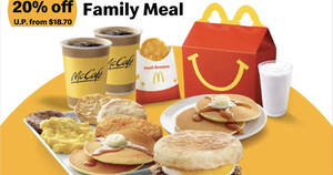 Featured image for McDonald’s S’pore: 20% off Breakfast Family Meal deal till June 1 means you pay only S$14.96
