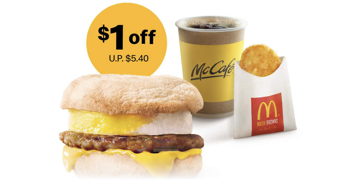 Featured image for McDonald's S'pore $1 off Sausage McMuffin® with Egg meal deal on Mondays means you pay only $4.40