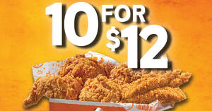Featured image for Popeyes: 10 for S$12 bundle has 4pc Chicken, 4pc Tenders & 2 Reg Mashed Potatoes. Pre-order from 20 – 24 Jan 2022