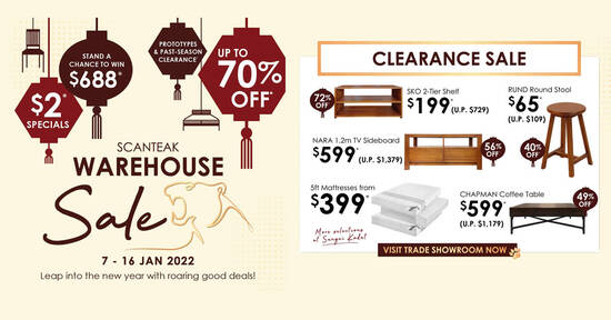 Scanteak Warehouse Sale from 7- 16 Jan has up to 70% off furniture and items starting from $2 - 1