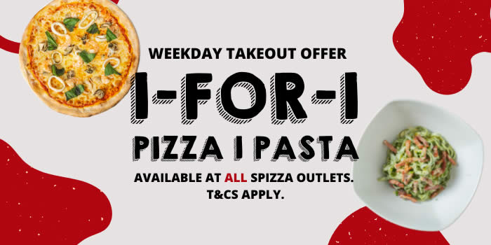 Featured image for Spizza: 1-for-1 Pizza and Pasta dishes for takeaway orders at any outlet (From Jan 2022)