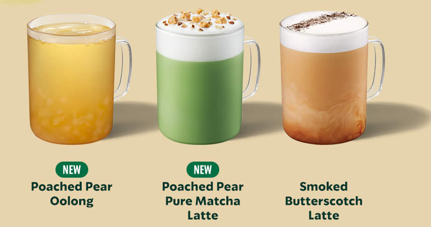 Featured image for Starbucks S'pore launching new Poached Pear beverages and Smoked Butterscotch Latte from 5 Jan 2022