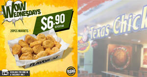 Featured image for Texas Chicken S’pore: 20pcs Nuggets for $6.90 on Wednesdays for dine-in and takeaway