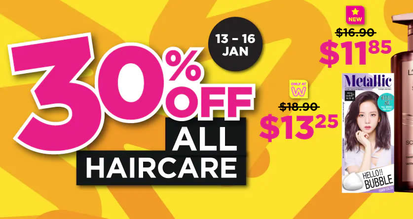 Featured image for Watsons S'pore is offering 30% off ALL haircare products online and at retail stores till 16 Jan 2022