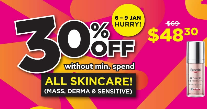 Featured image for Watsons 4-DAYS ONLY: 30% off all skincare - no min spend! Valid till 9 Jan 2022