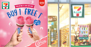 Featured image for (EXPIRED) 7-Eleven S’pore is offering Buy-1-Get-1-Free Cornetto ice-cream till 14 Feb 2022