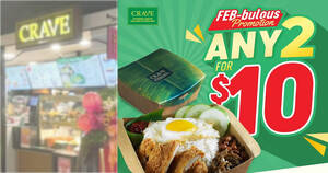 Featured image for CRAVE Nasi Lemak is having a 2-for-$10 Nasi Lemak sets promotion till 28 Feb 2022