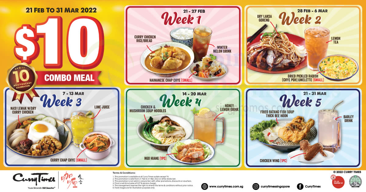 Featured image for Curry Times 10th Anniversary Celebration with $10 Combo Meals from 21 Feb - 31 Mar 2022