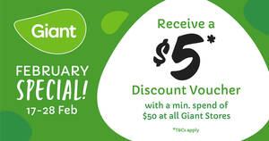 Featured image for (EXPIRED) Giant: Enjoy a $5 Discount Voucher from 17 – 28 Feb 2022