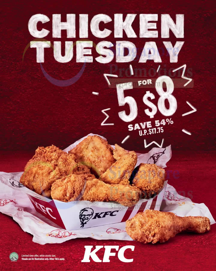 KFC S’pore Chicken Tuesday returns with 5pcschickenfor8 deal on